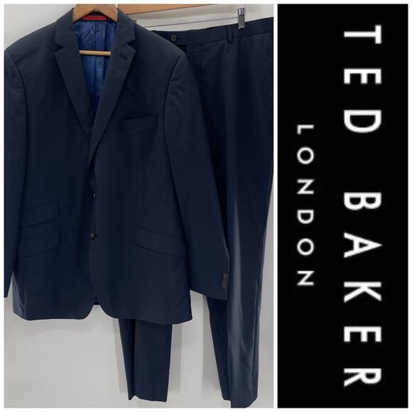 Ted Baker Wool “No Ordinary Joe” 2Pc. Suit Set Navy Blue 46 Long Waist 40 - Picture 3 of 16